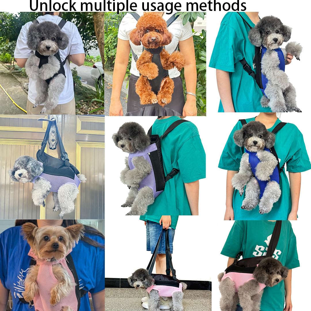 QQLe Dog Carrier Backpack, Breathable Mesh Chest Carrier for Small Dogs