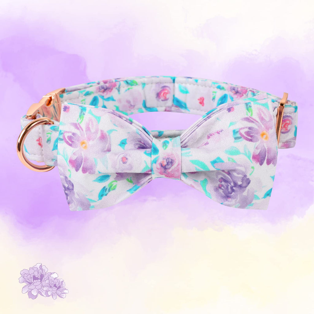 Lionheart glory Purple Dog Collar, Adjustable Dog Collar with Bowtie, Pet Gift Collar for Dog Soft Bowtie Dog Collars for Large Dogs