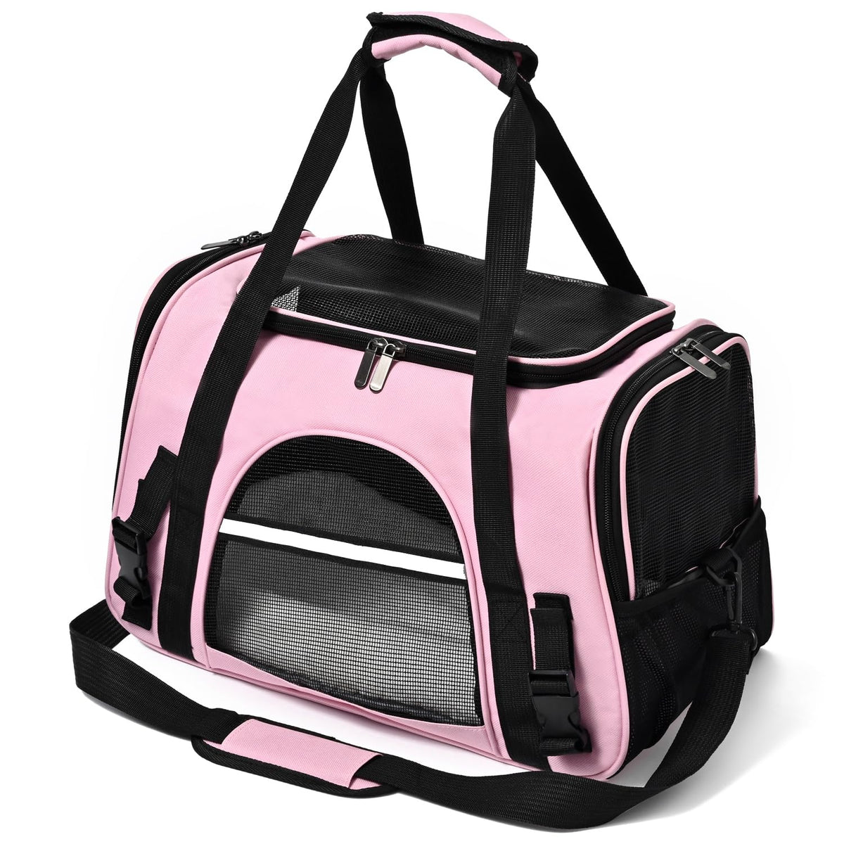 SURILEHEGE Dog Cat Carrier Soft for Small Pet Up to 16 Lbs TSA Airline Approved Travel Carrier Collapsible Puppy Car Mesh Bag 17.5 * 10.2 * 11.4 inch - Grey & Black