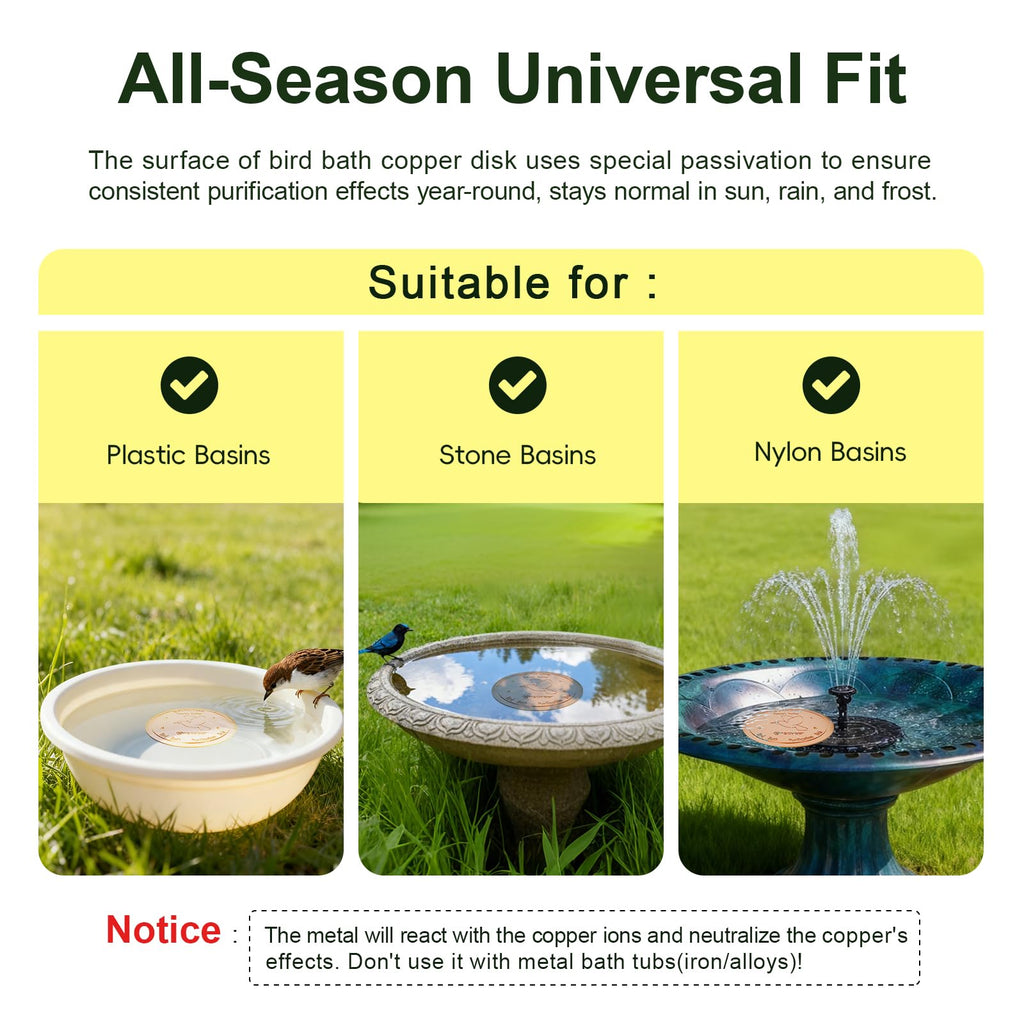 Ensayeer Pure Copper Disk for Bird Bath and Bowl Clean Water