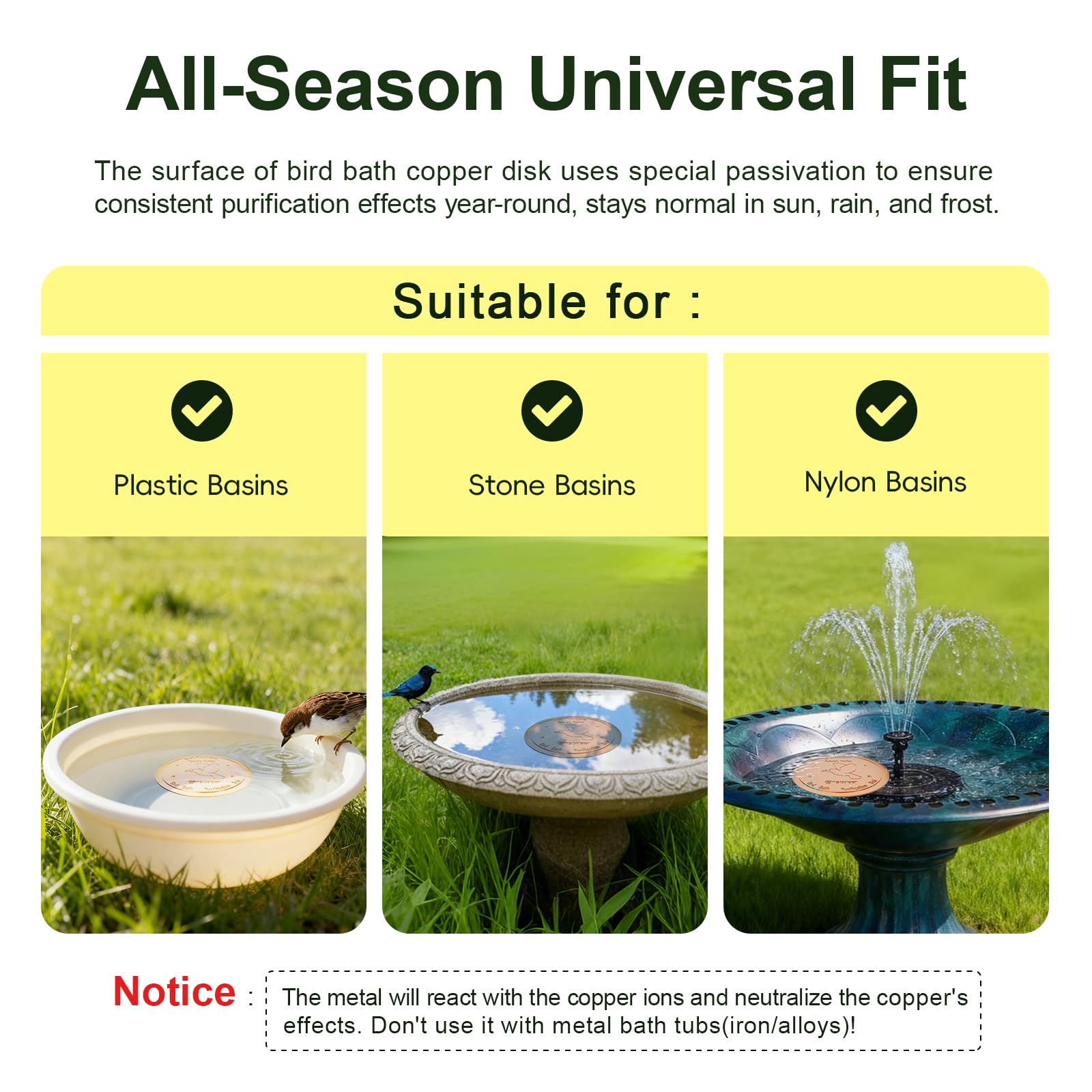 Ensayeer Pure Copper Disk for Bird Bath and Bowl Clean Water
