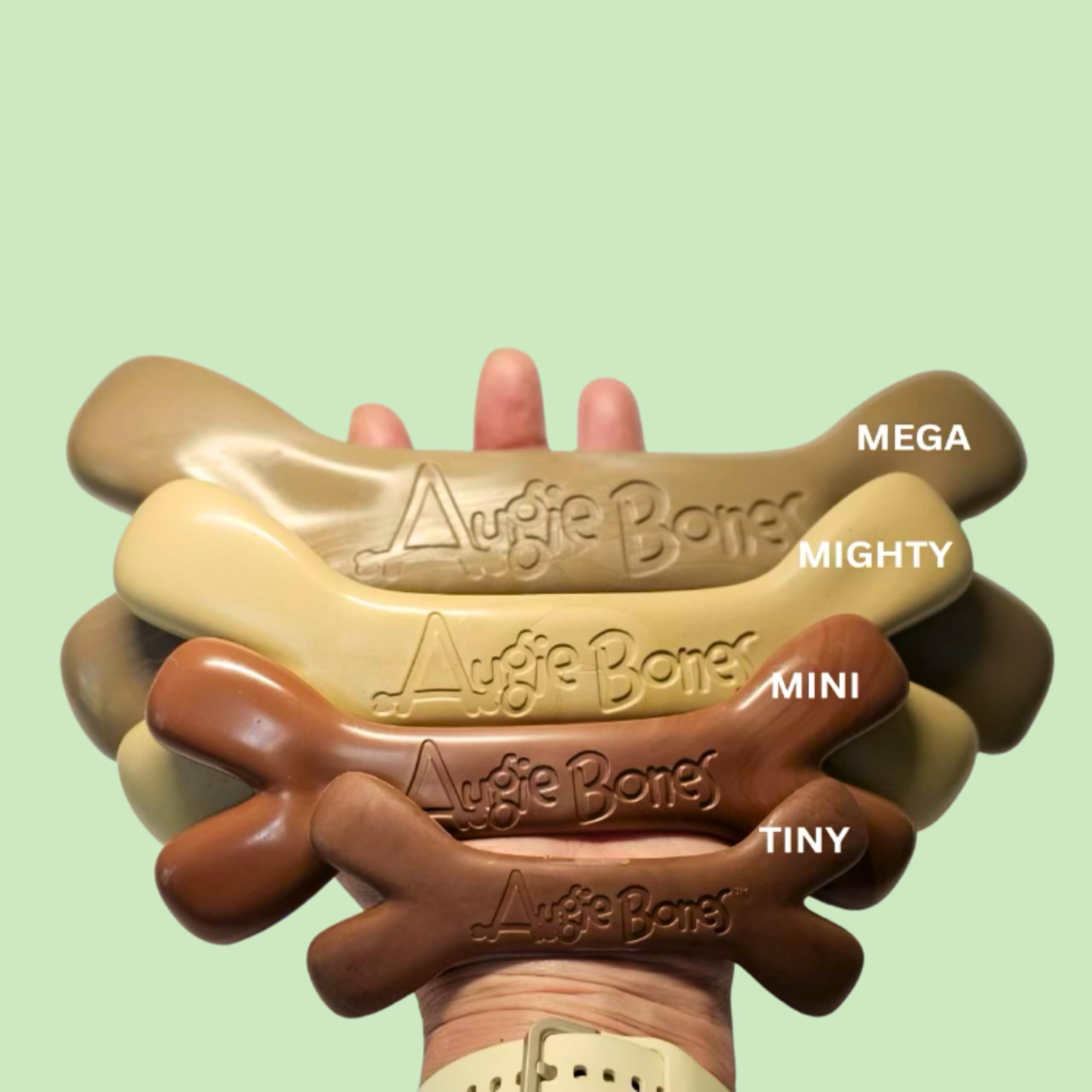 Augie Bones Non-Toxic Dog Toys - Sustainable Beef Flavored Dog Chew Toys for Aggressive Chewers - Plant-Based Bioplastic Pet Toys - Made in The USA (Mega)
