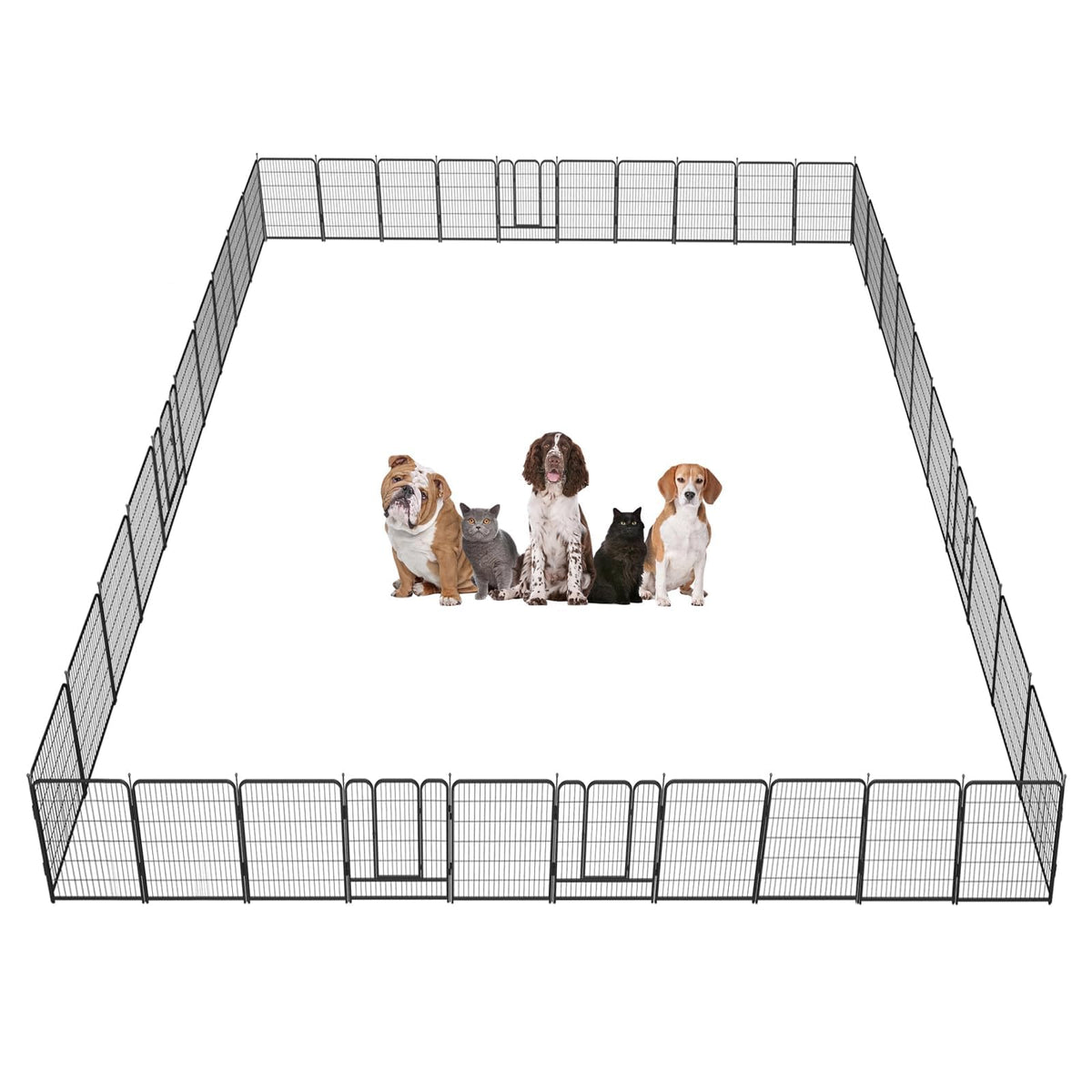 Dog Playpen,32/40/45 Inch Height in Heavy Duty, Folding Indoor Outdoor Anti-Rust Dog Exercise Fence, Portable Pet Playpen with Door for Large Medium Small Dogs and Pet (32 Panels, 45 Inch) Silver