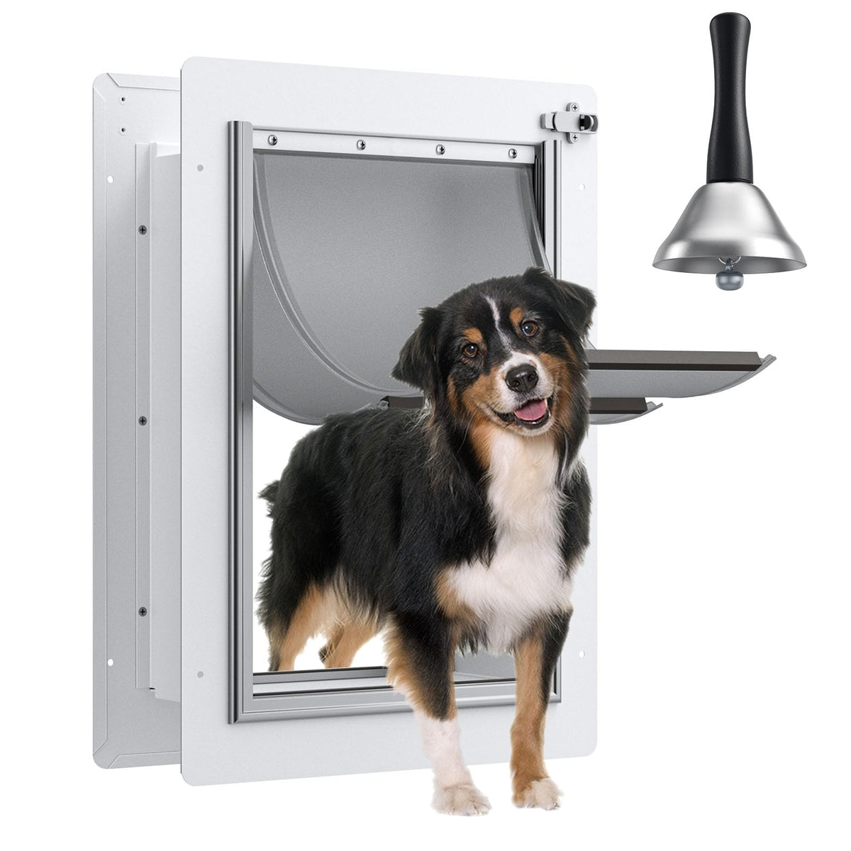 Pet Door for Wall - Steel Frame, Telescoping Tunnel & Double Silicone Flaps Dog Door, Cat Doors with Secure Lock (Cat Up to 10 lbs) - Small