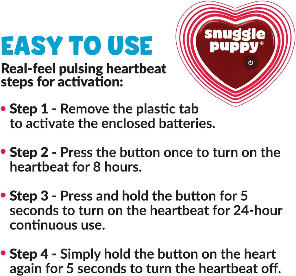 Snuggle Puppy Original Heartbeat Puppy Toy with Real-Feel Pulse & Heat Pack, Calming Sleep Aid for Puppy Anxiety, Crate Training, First Nights & New Puppy Transition - Biscuit Plus 6 Heat Packs