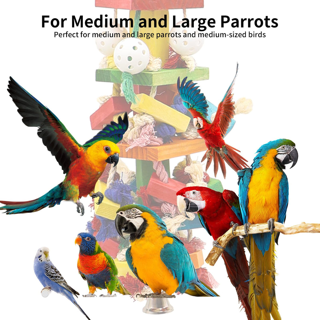 unimaxlink Bird Toys for Parrots, Parakeet Toys Natural Woode Parrot Toy for Large Medium Parrots Bird Shredding Chew Toy for Macaw, Cockatoos, Cockatiels,Budgie