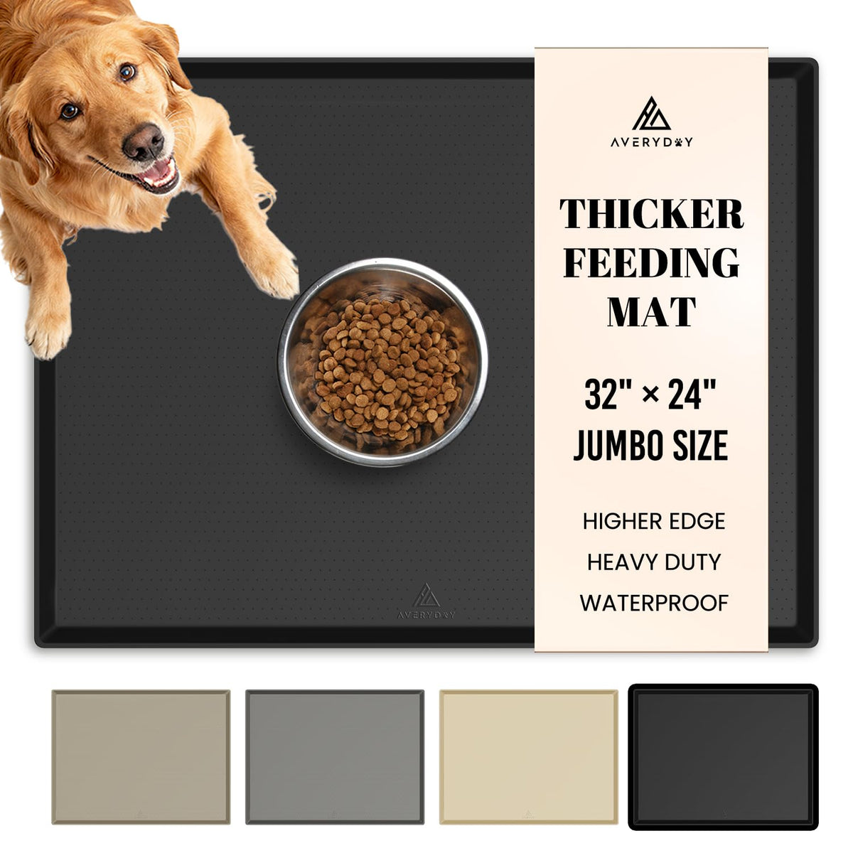 AVERYDAY 23x16 Waterproof Silicone Dog Food Mat, Raised Edge Placemat