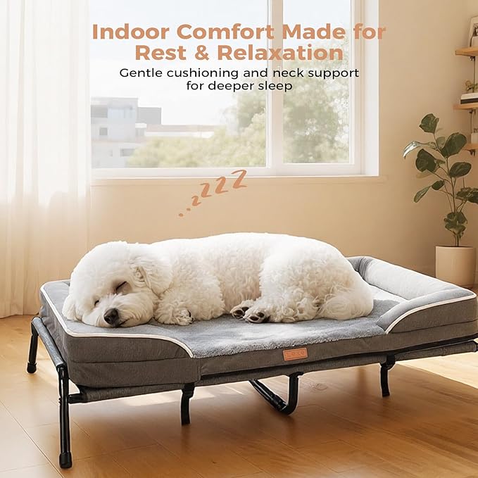 Lekereise Raised Dog Bed for Small Dogs, Waterproof Elevated Dog Cot, Outdoor Cooling Pet Bed
