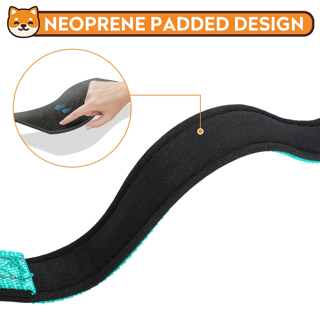 PWOD Reflective Dog Collar, Adjustable Soft Neoprene Padded Nylon Pet Collars with Buckle for Extra Large Dogs, Teal,XL