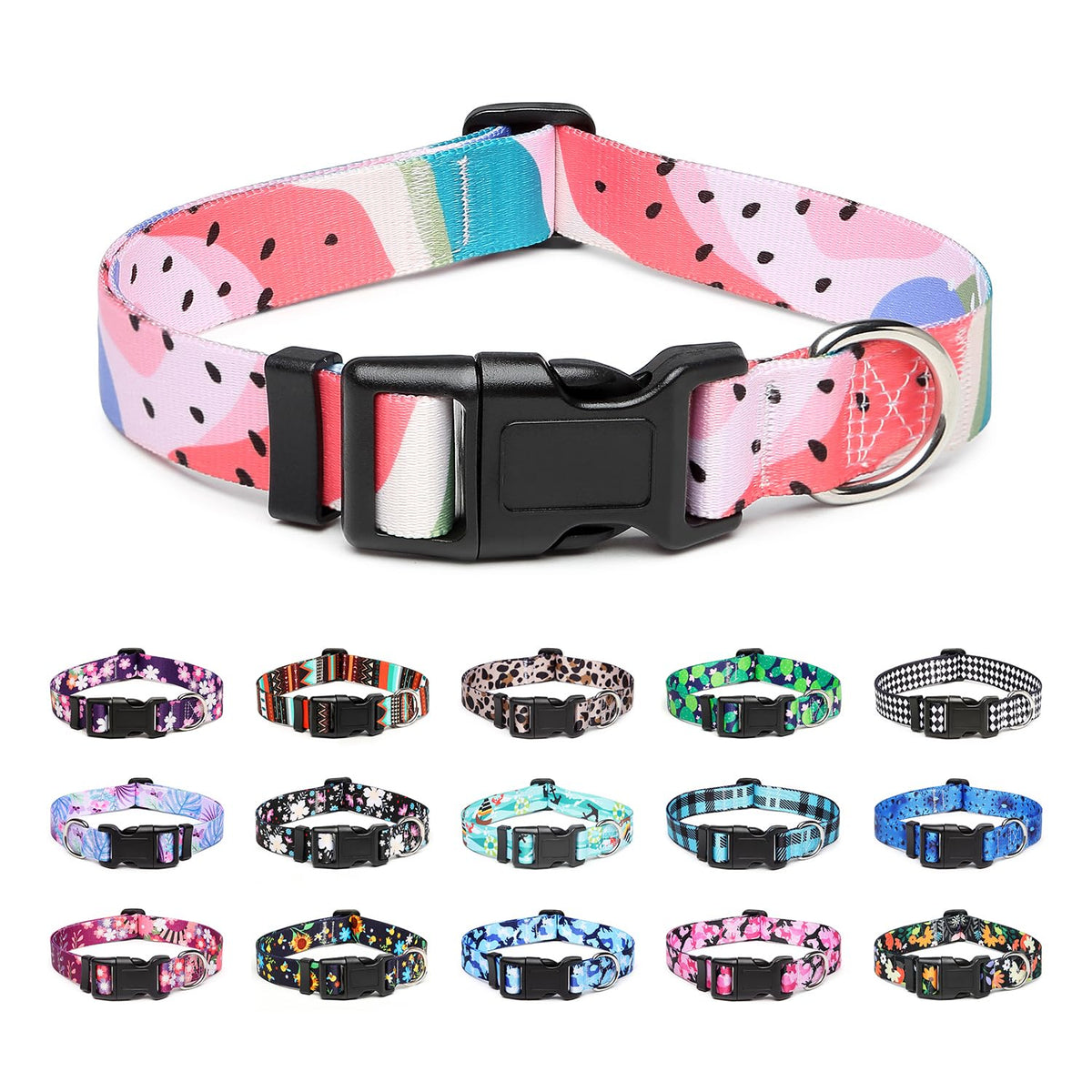 Mercano Adjustable Dog Collar - Special Design Patterns, Soft Nylon Comfortable Durable Pet Collar for Small Medium Large Dogs (M, Ethnic Pink)