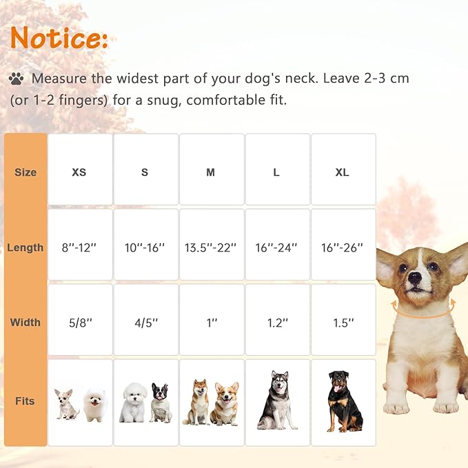 Astdogio Cotton Fall Dog Collar, Halloween Dog Collars for Large Dogs, Soft Adjustable Cute Dog Collars, Brown Orange Stripe for Small Medium Large Dogs, Perfect for Girl or Boy Dog Collars-L