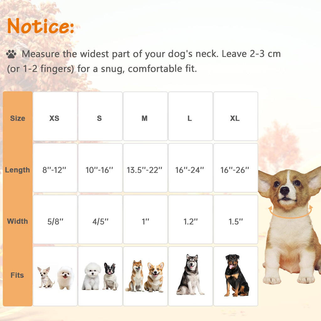 Astdogio Cotton Fall Dog Collar, Halloween Dog Collars for Large Dogs, Soft Adjustable Cute Dog Collars, Brown Orange Stripe for Small Medium Large Dogs, Perfect for Girl or Boy Dog Collars-L