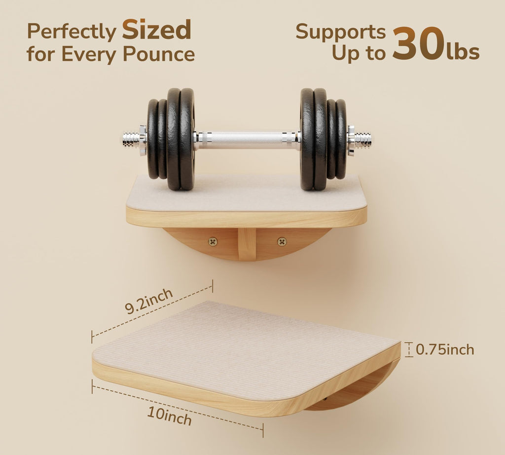PELUOMOZ Cat Wall Shelves with Sisal Pads, 4-Piece Wooden Cats Furniture Set with Cat Window Perch, Flat Shelf & Sisal-Clad Steps for Climbing and Scratching