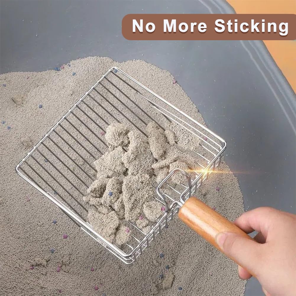 XIHUADOU Cat Litter Scoop, Stainless Steel Metal Mesh Scoop with 7 mm Gaps