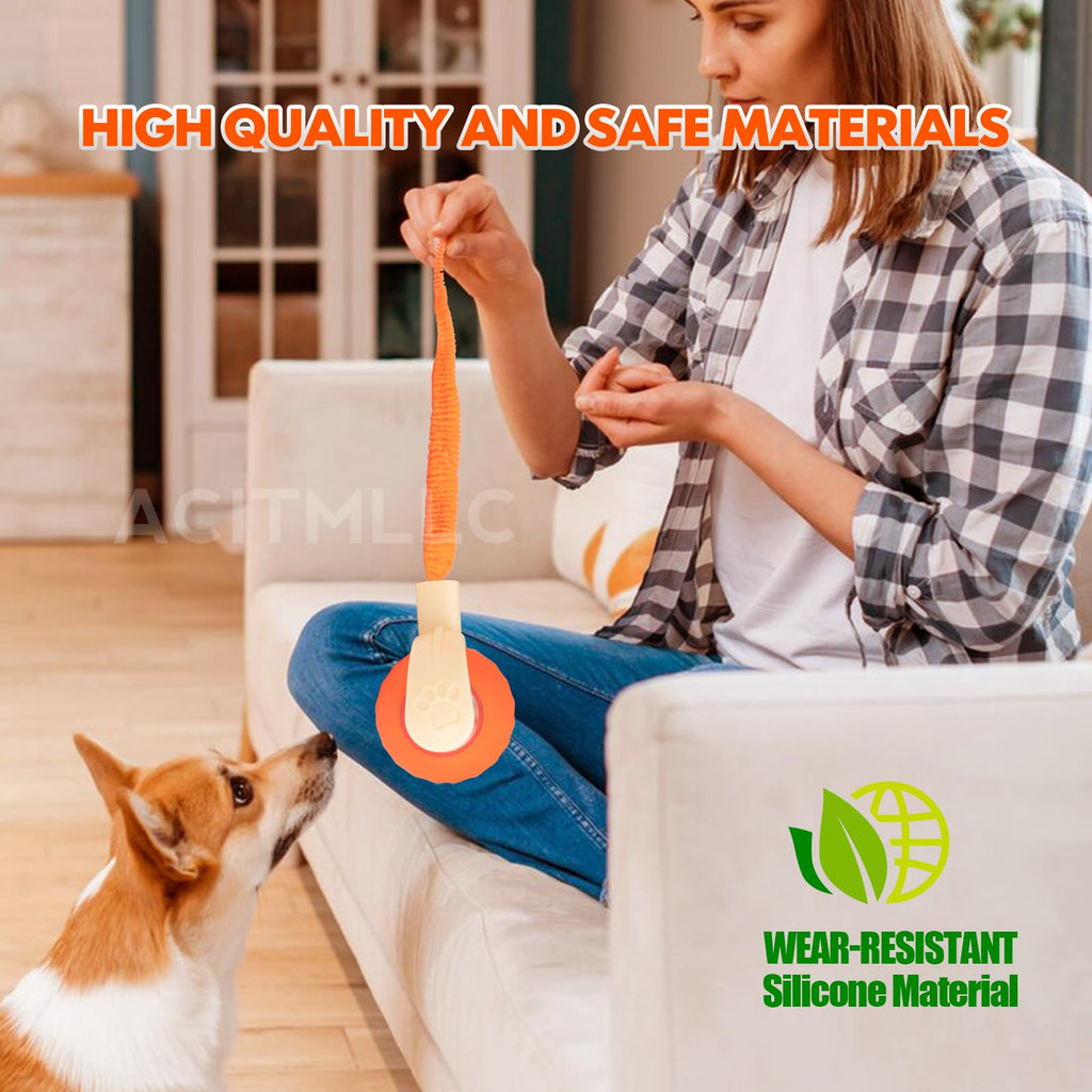 ACITMLLC Interactive Cat & Dog Toy Ball, Automatic Moving/Jumping/Bouncing, Smart Pet Chase Ball with Feather Tail, Electric Rechargeable Enrichment Toys for Indoor Bored Cats & Small Dogs (Orange)