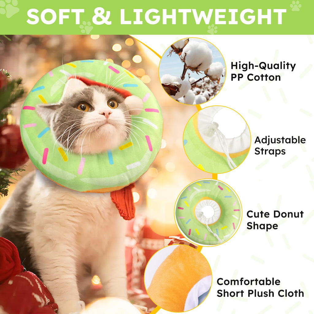 Hpetppy Cat Cone Collar Soft, Cat Recovery Collar for Wound Healing Cute Donut Adjustable Kitten Cones to Stop Licking Comfortable Lightweight Neck Elizabethan Collars for Kittens After Surgery