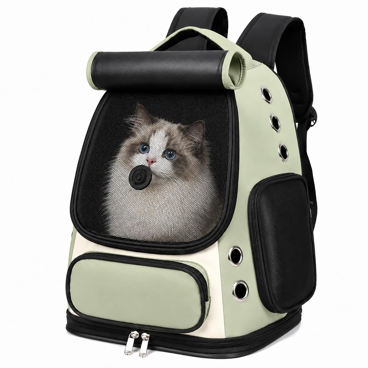 GixDix Cat Backpack Carrier, TSA Airline Approved Pet Travel Bag for Small Medium Dogs, Ventilated Hiking Camping Backpack for Cats, Kitten and Puppy up to 18 lbs, Gray Mesh