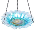 VCUTEKA Hanging Bird Bath Outdoor Glass Birdbaths Feeder for Garden Decor