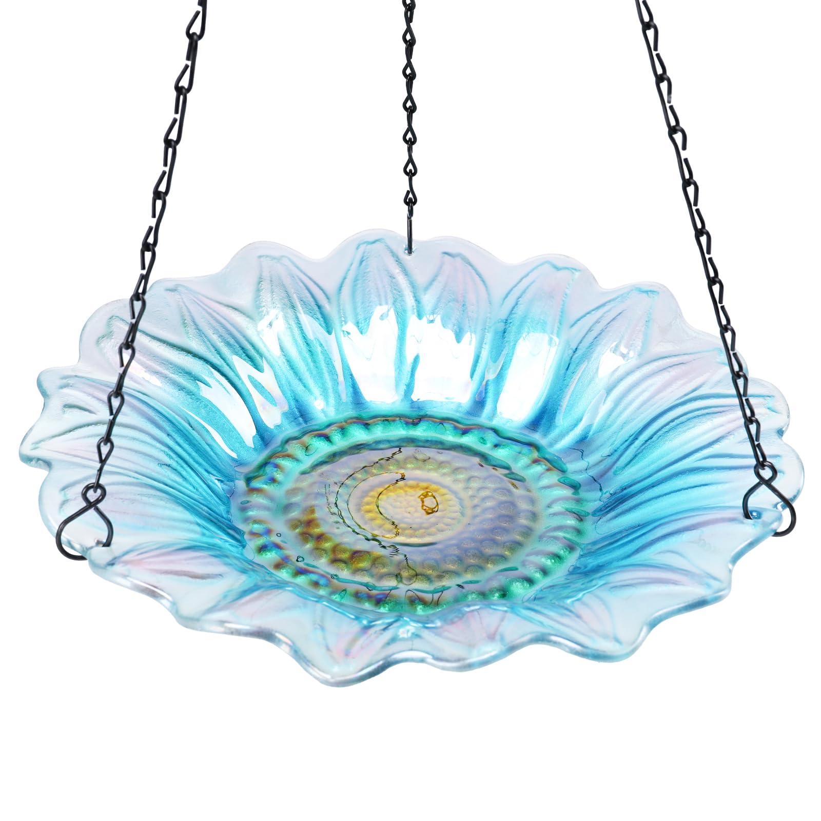 VCUTEKA Hanging Bird Bath Outdoor Glass Birdbaths Feeder for Garden Decor
