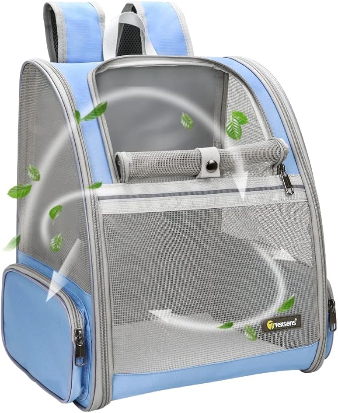 Texsens Innovative Traveler Bubble Backpack Pet Carriers for Cats and Dogs (Expandable-Black)