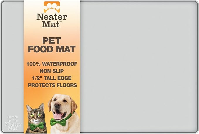 Neater Pet Brands Neater Mat Pet Mats for Food and Water, Cat & Dog Bowl Mat Waterproof Silicone, Feeding Tray, Dog Food Mats for Floors, Placemat w/Raised Edge for Under Bowls, 24" x 16"