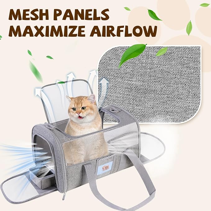 Soft-Sided Cat Carrier,Pet Travel Bag (Up to 16 Lbs)