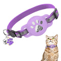 DILLYBUD Airtag Cat Collar Breakaway, Reflective Kitten Collar with Bell and Apple Air Tag Holder, GPS Cute Cat Collar, Glow in The Dark Pet Collars for Boy Girl Cats, Kittens, Puppies, Purple