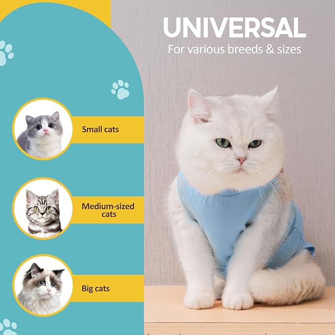 Avont Cat Recovery Suit - Kitten Onesie for Cats After Surgery
