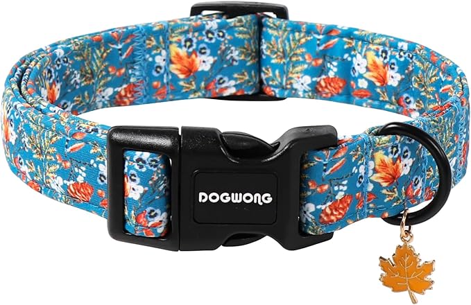 DOGWONG Fall Maple Dog Collar- Cute Classic Fall Autumn Flower Dog Collars Adjustable Fall Dog Collar for Small Medium Large Dogs S