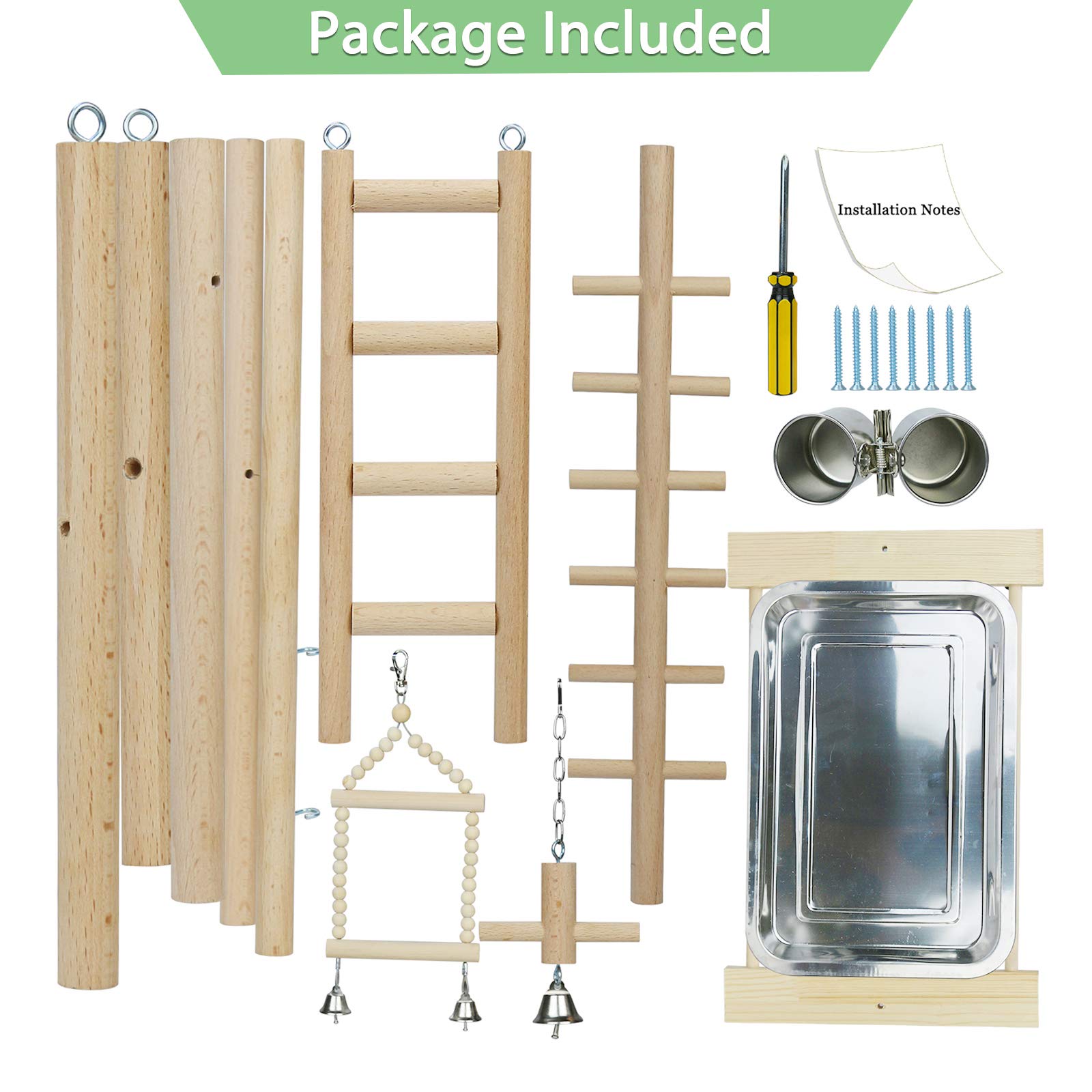 Ibnotuiy Parrot Playstand Bird Playground Wood Perch Stand