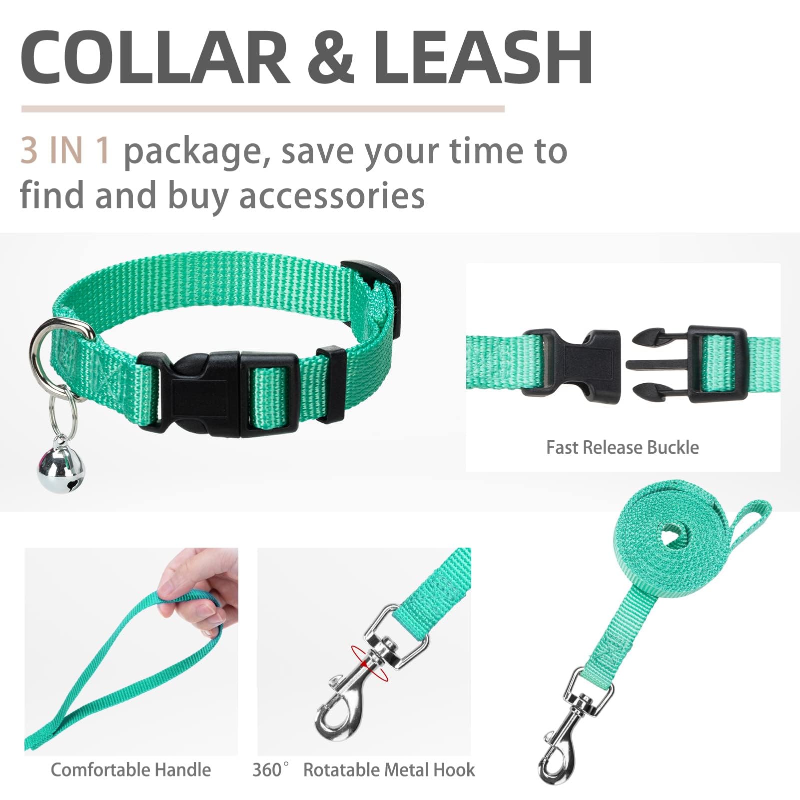 PUPTECK Dog Harness, Collar and Leash Set No Pull for Small Medium Sized