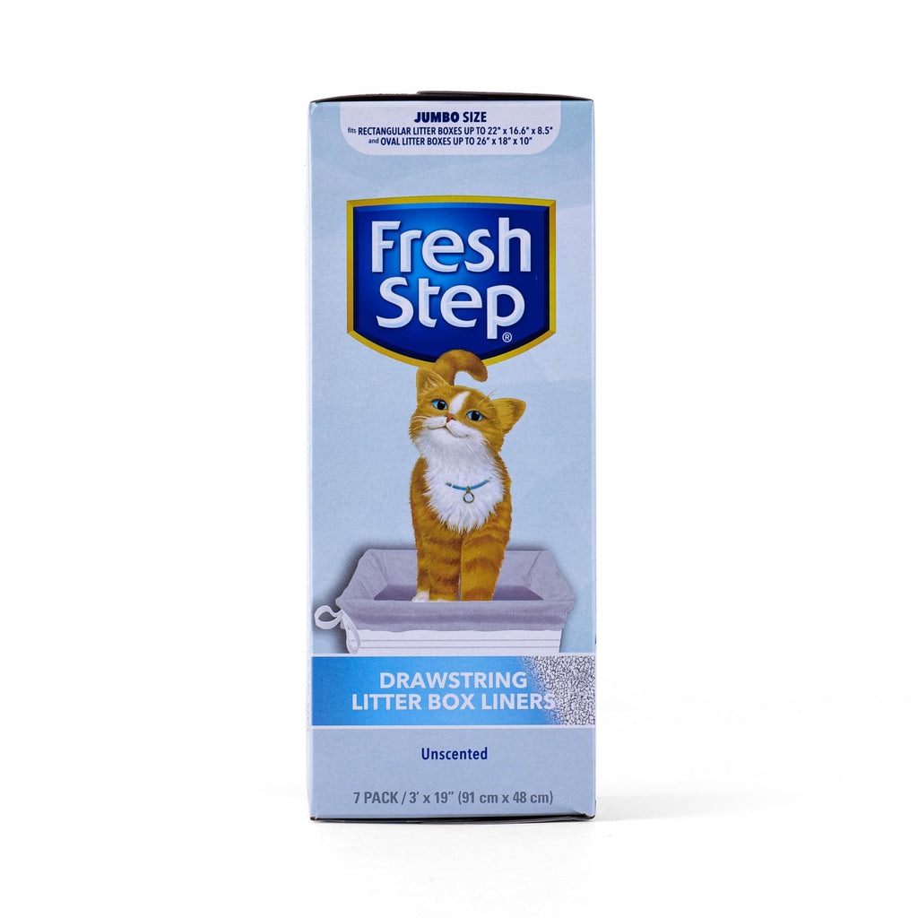 Fresh Step Drawstring Cat Litter Box Liners,Unscented, 3 ft x 19 in, 7 Ct