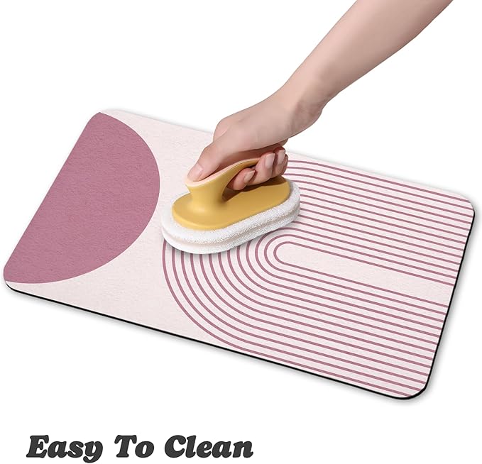 Dog Food Mats for Floors Waterproof, Cat Water Bowl Mats Pet Feeding Absorbent Mat Placemats for Food and Water Pink Bohemia 24 * 32 inch