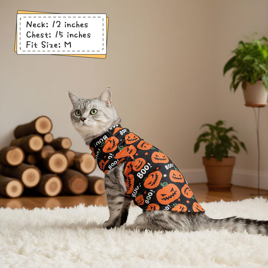 EXPAWLORER Halloween Cat Sweater Warm Fleece Pet Clothes for Cats Only
