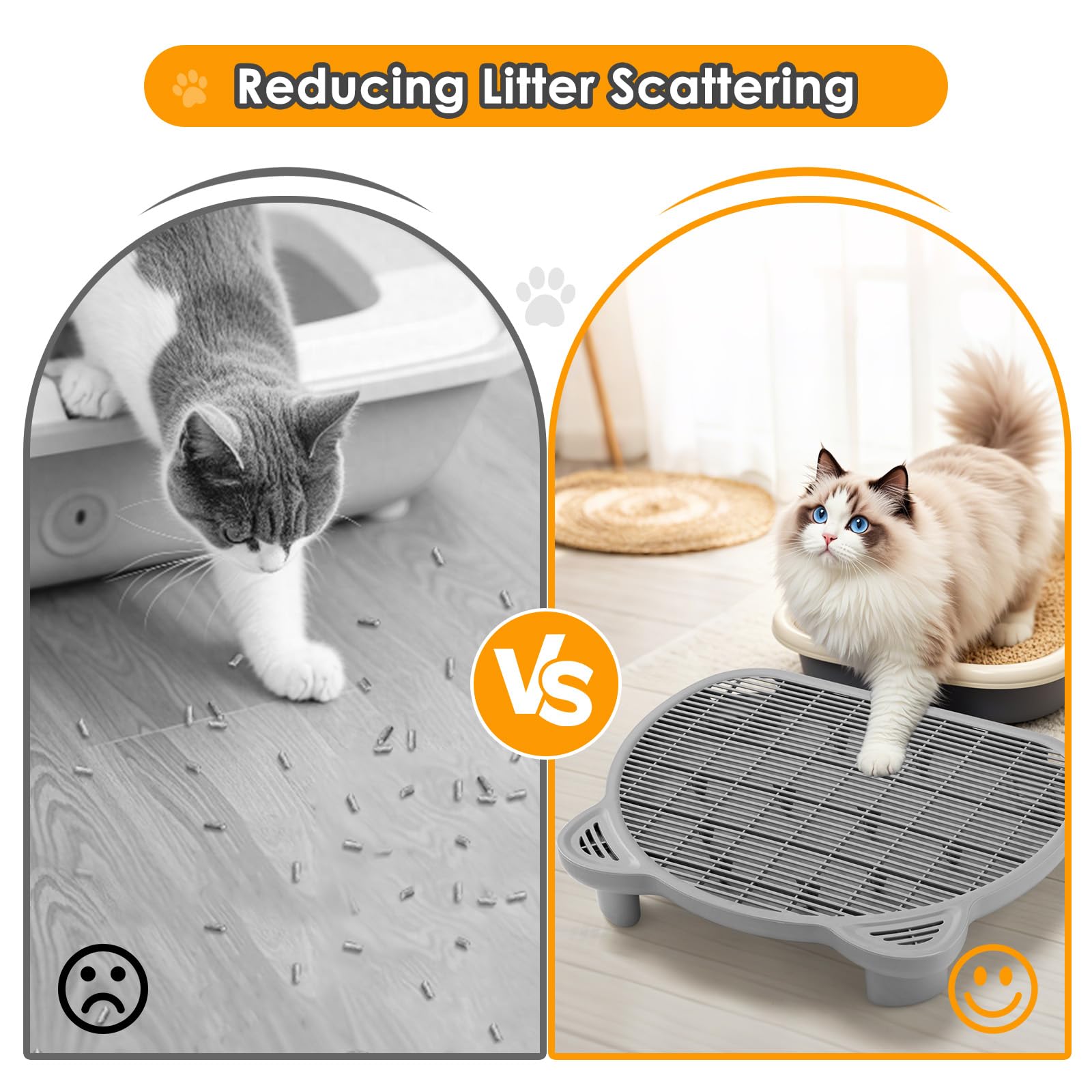 Litter Catching Step for Cat Litter Box, Litter Trap Stool for Automatic Litter Box Self Cleaning, Litter Collection Stairs, Litter Catcher Ramp for Old Geriatric Senior Cat or Kitten