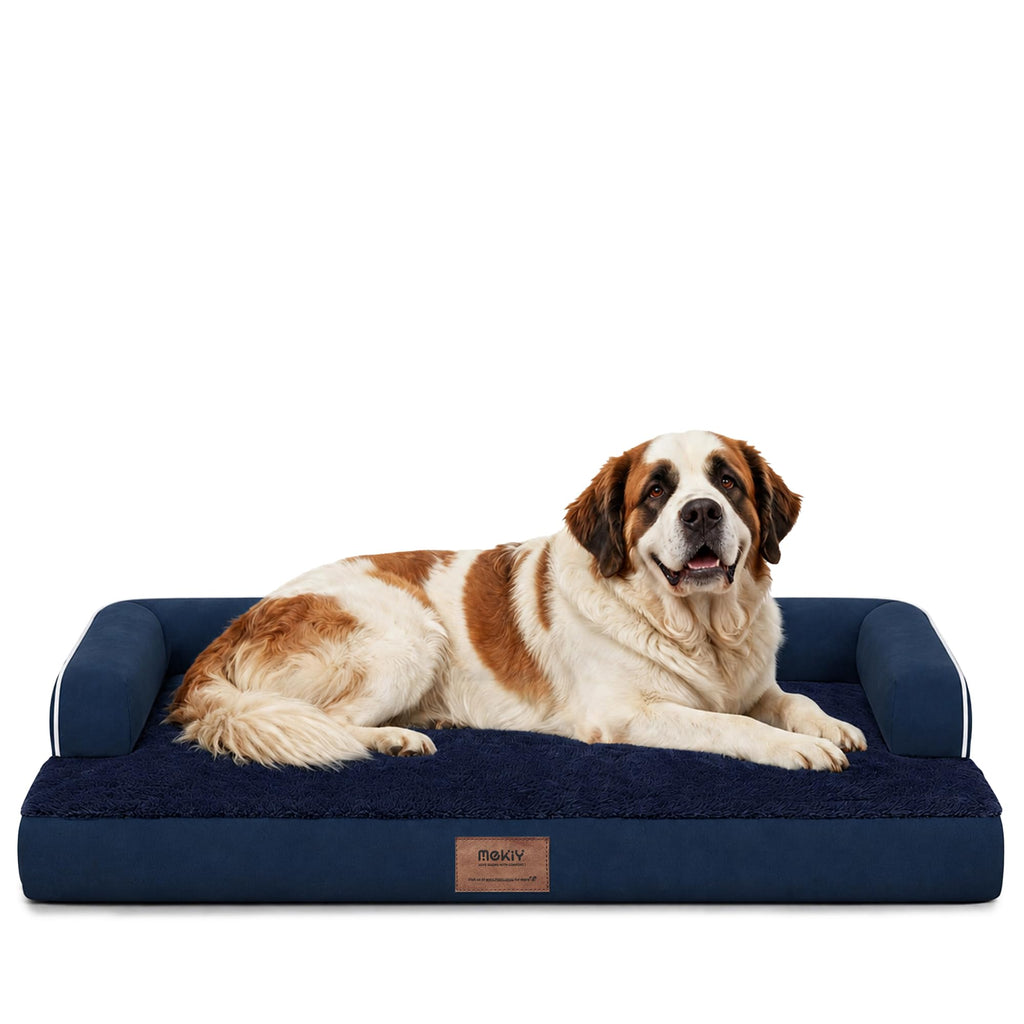 MEKIY Orthopedic Waterproof Jumbo Dog Bed with Bolster for Extra Large Dogs