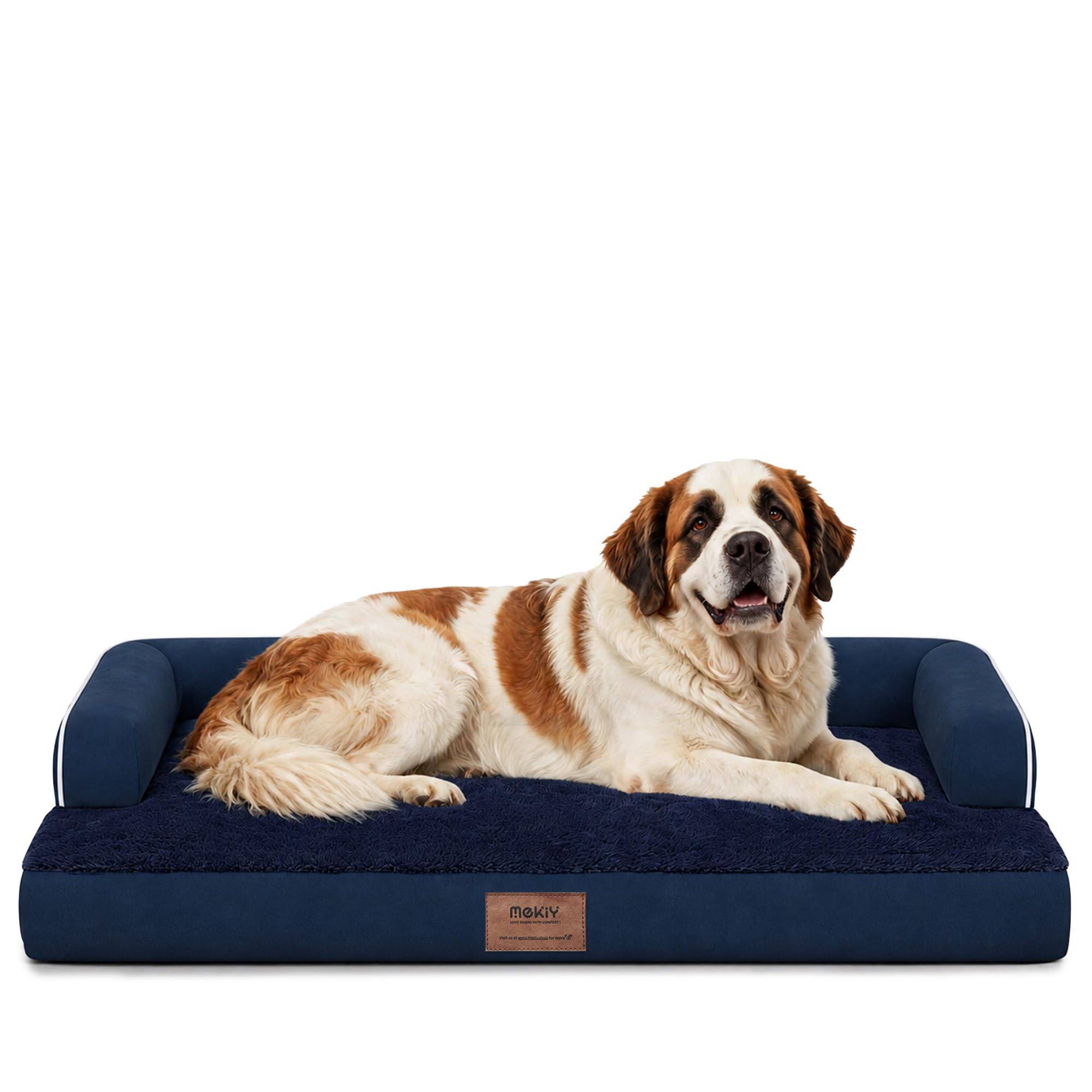 MEKIY Orthopedic Waterproof Jumbo Dog Bed with Bolster for Extra Large Dogs
