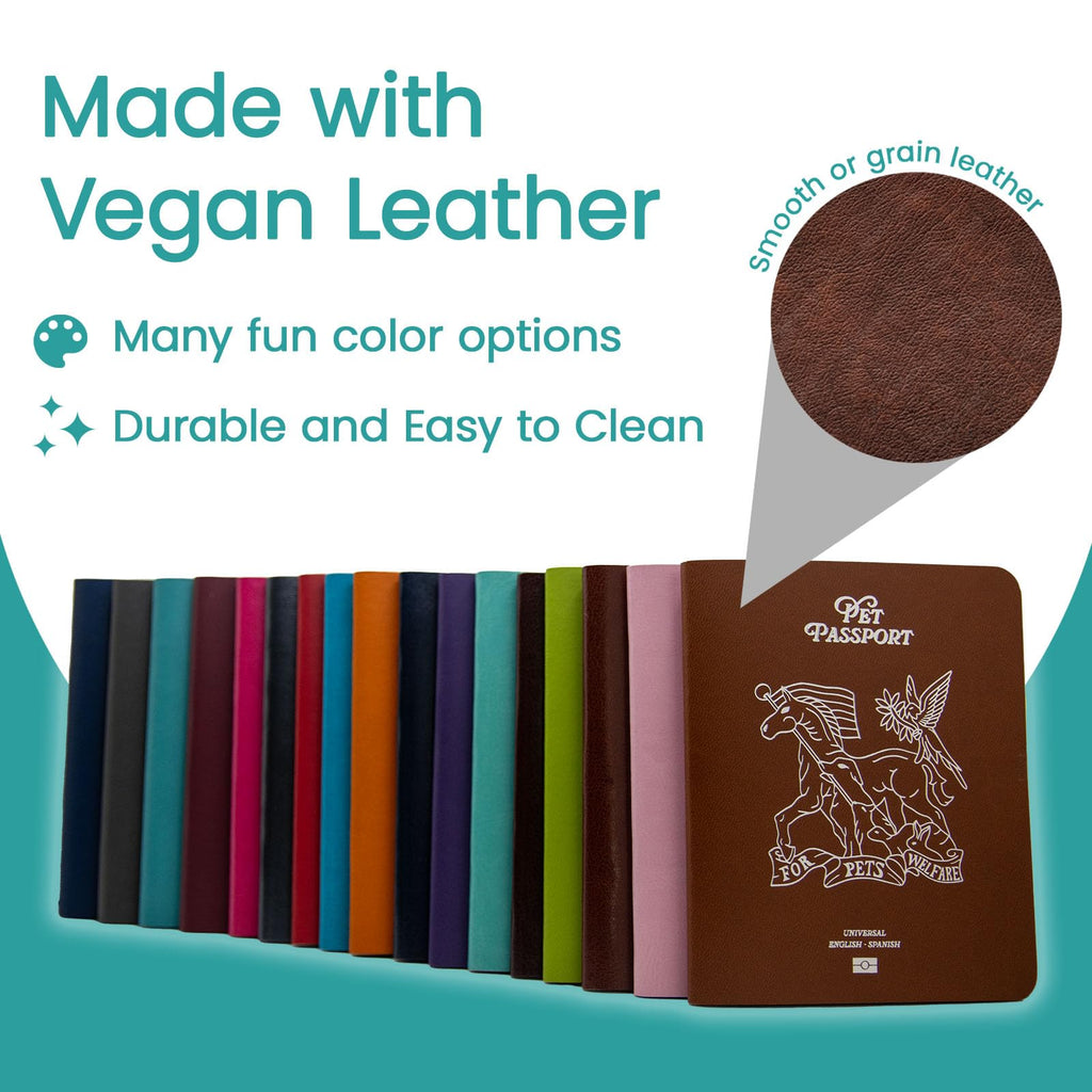 United Pet Club Color Premium PU Leather stitch-sewn Pet Passport Medical Record for Pet Health and Vaccination English + Spanish for Cat, Dog, Puppies and Kittens (Light Brown, Single)