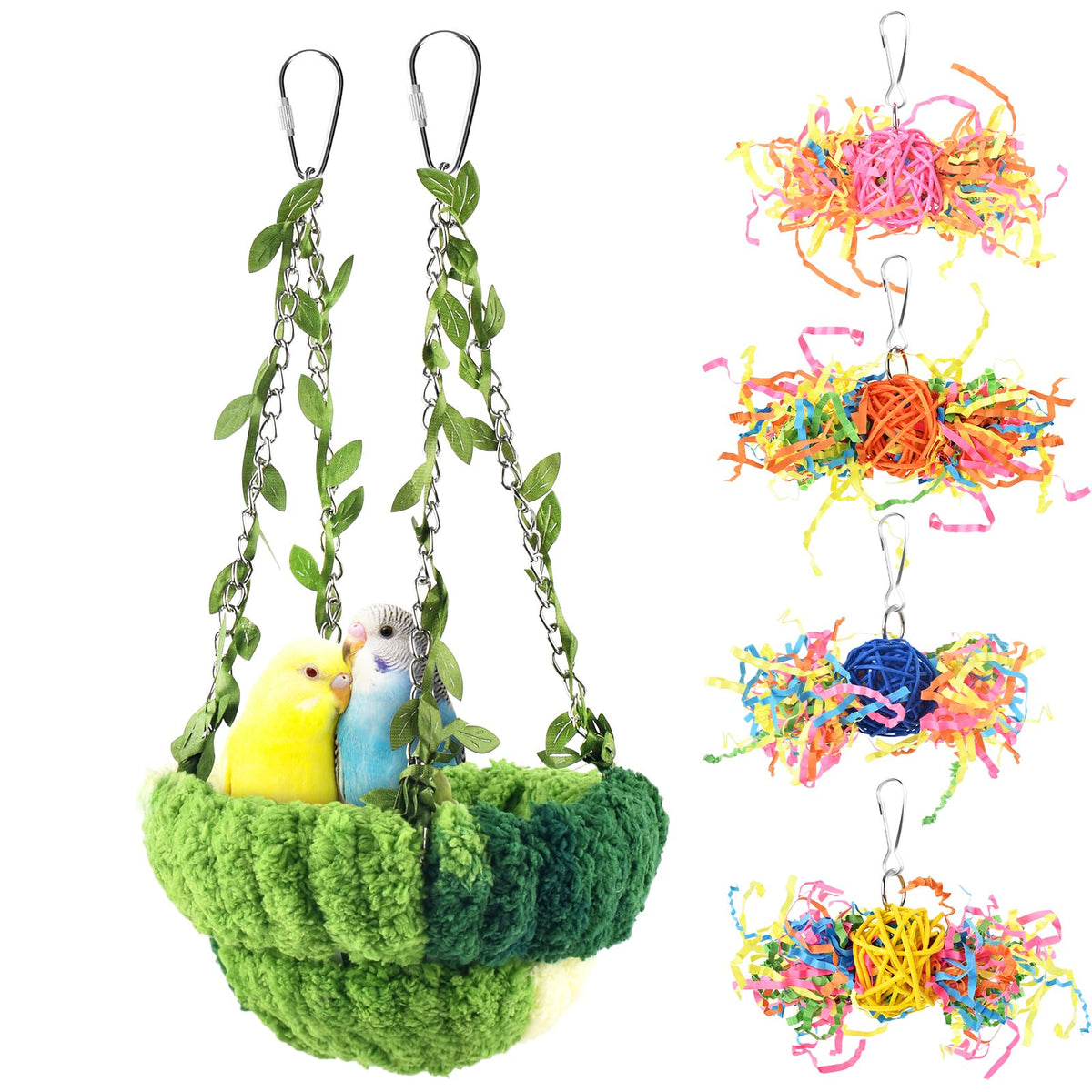 KATUMO Bird Nest, Conure Breeding Bed Parrotlet Snuggle Nest Lovebird Bed Bird Swing Bed for Small Birds, Size Small