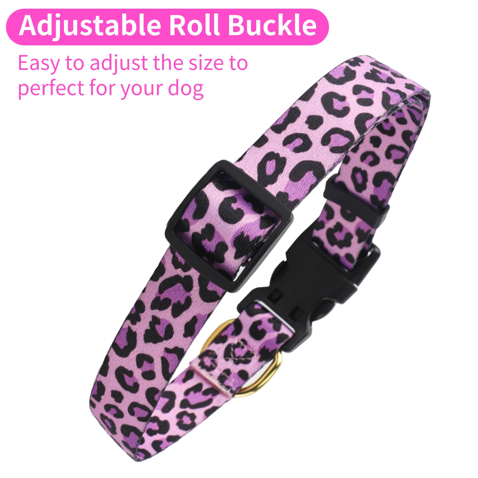 QQPETS Adjustable Soft Dog Collar: Print Flower Pink Multicolor Cute Patterns for XS Small Medium Large Pet Girl Boy Puppy Walking Running Training