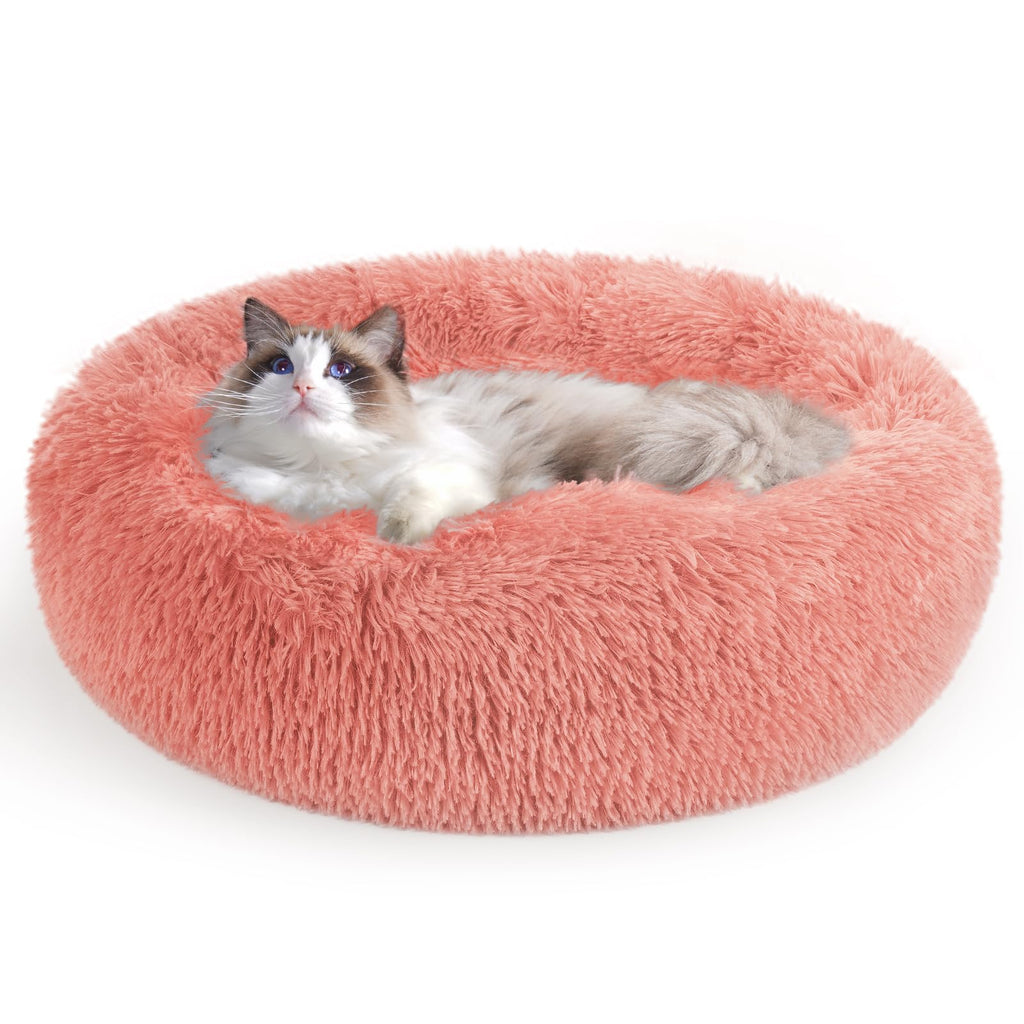 rabbitgoo Calming Cat Beds for Indoor Cats, 20 inches, Pink
