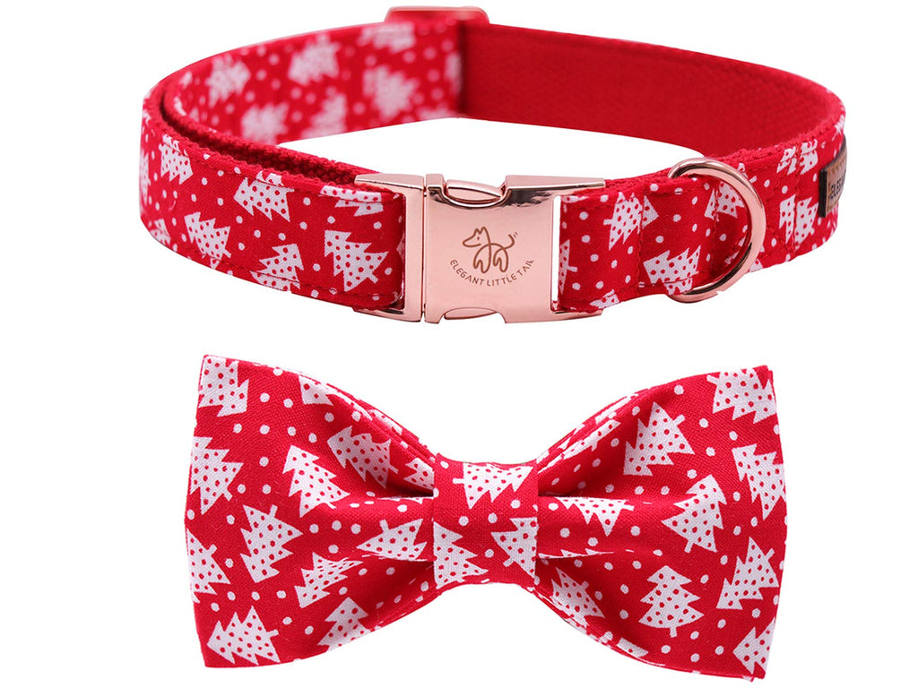 Elegant little tail Dog Collar with Bow, Cotton & Webbing, Bowtie Dog Collar, Adjustable Dog Collars for Small Medium Large Dogs and Cats