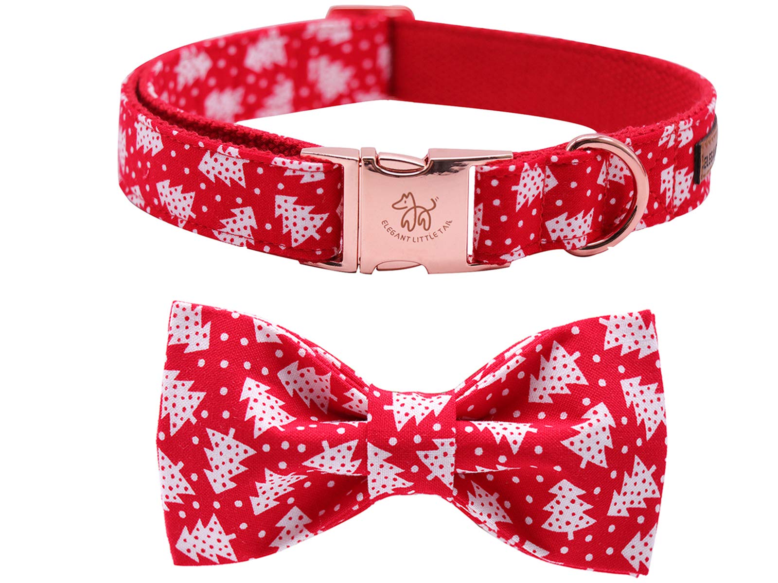 Elegant little tail Dog Collar with Bow, Cotton & Webbing, Bowtie Dog Collar, Adjustable Dog Collars for Small Medium Large Dogs and Cats