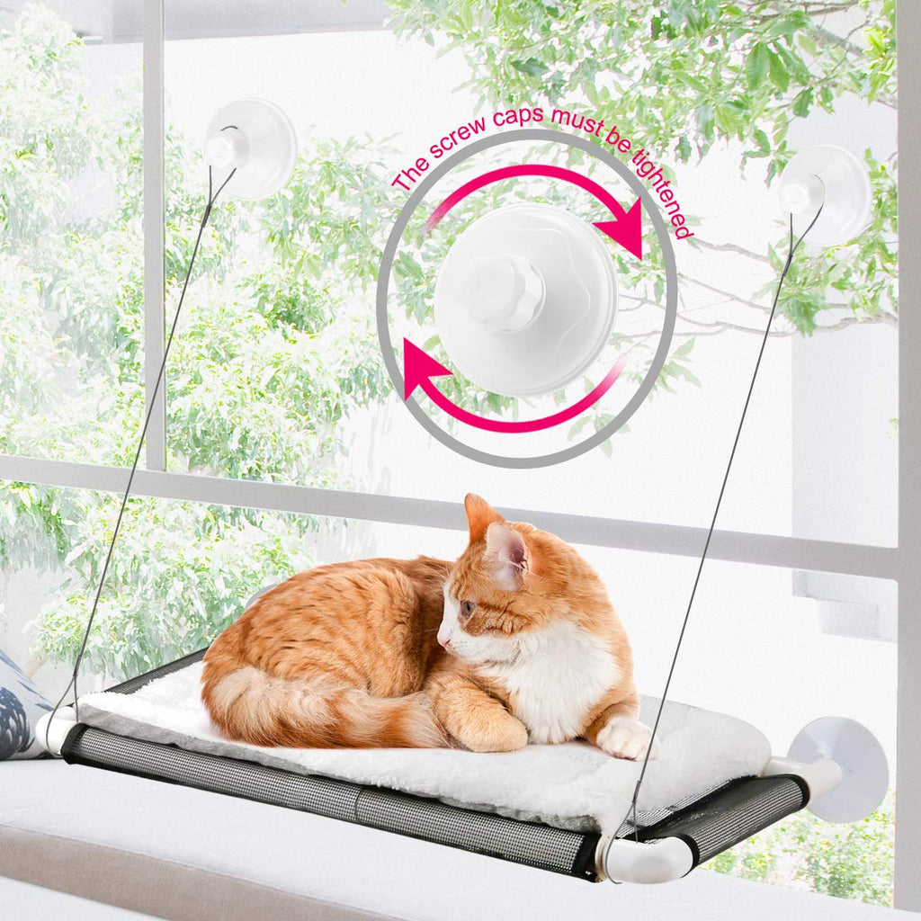Cat Window Perch, Cat Hammock w/Fleece Blanket Upgraded Screw Suction Cups