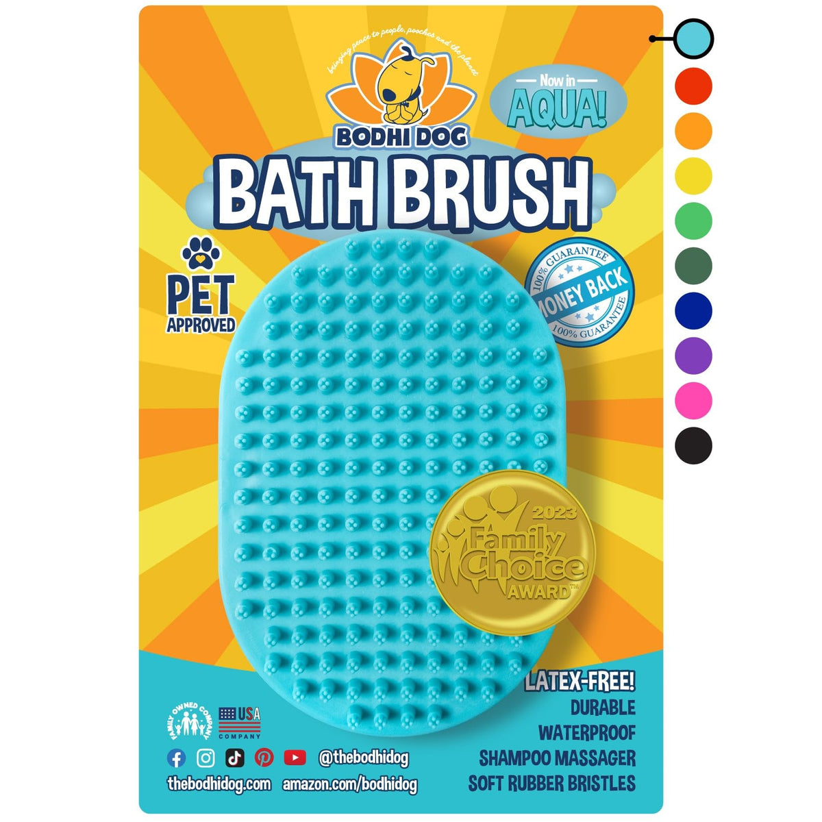 Bodhi Dog Shampoo Brush - Pet Grooming & Bath Supplies for Dogs and Cats - Bath Brush for Long & Short Hair - Premium Scrubber for Shower, Showerhead, Sprayer & Bathing (One Pack, Purple)