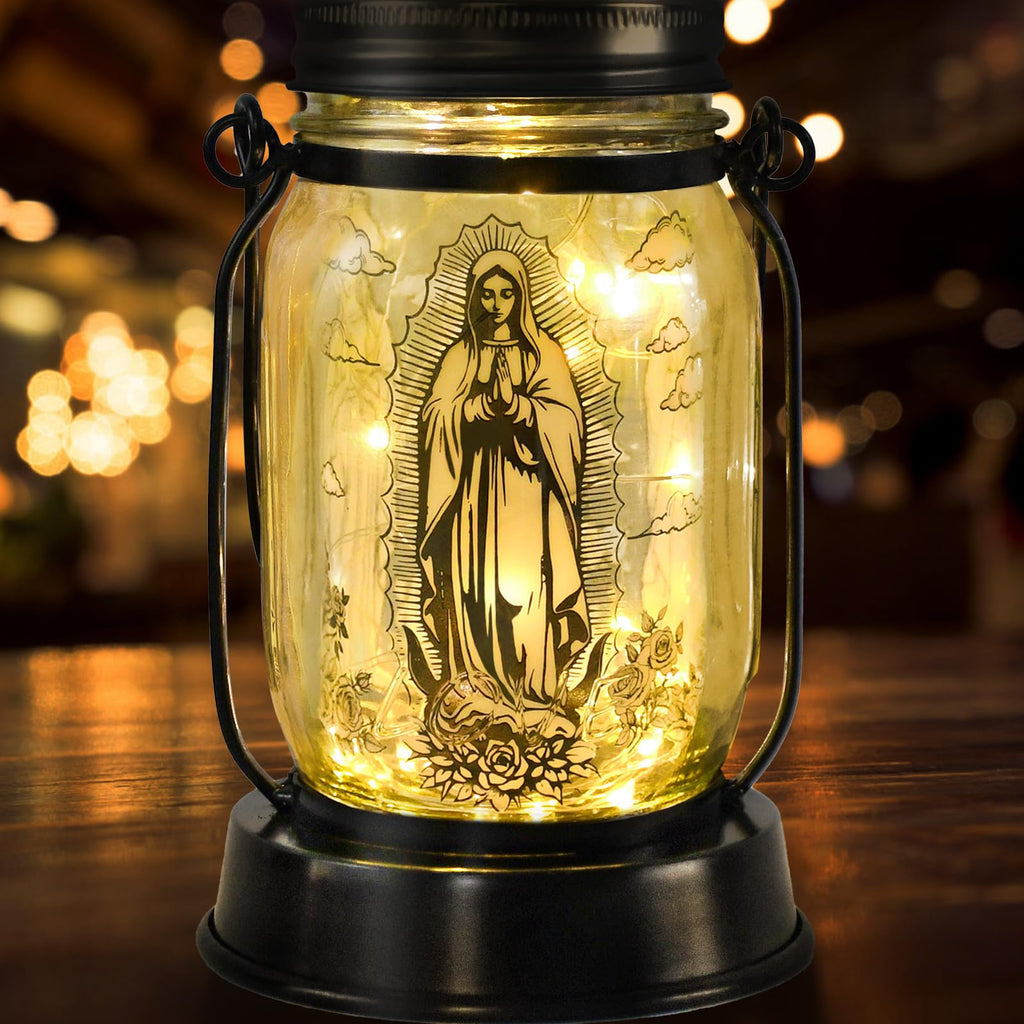 kyoryuger Virgin Mary Religious Gifts for Women/Men Virgin Mary Praying Solar Lantern Mom Birthday, Mothers Day, Religious Solar Garden Decoration Outside for Yard, Patio,Backyard,Porch, Torches