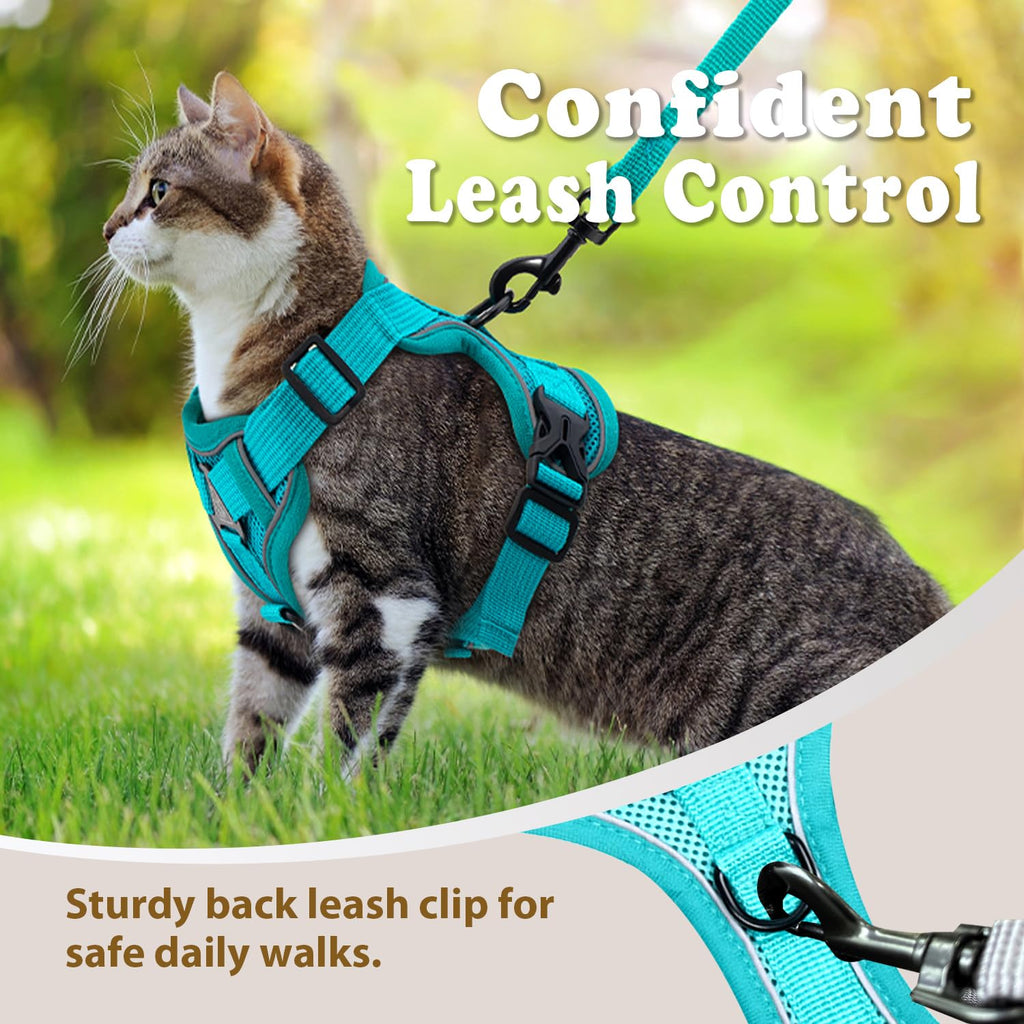Cat Harness and Leash for Walking, Escape Proof Soft Adjustable Vest Harnesses for Cats (Emerald, XL: Cat Weight 16.5-22 LB)