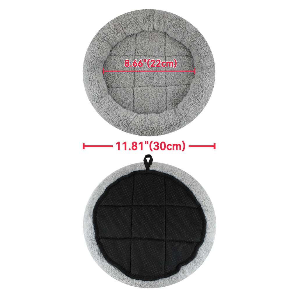 Enjoying Small Cat Bed Mat, 11.81" Round, Self Warming Cat Mat with Pillow Around, Dog Kitty Curling Sleep Cushion, Soft Kitten Pad for Carrier/Crate, Rabbit Warm Bed, Antiskid Bottom, Small