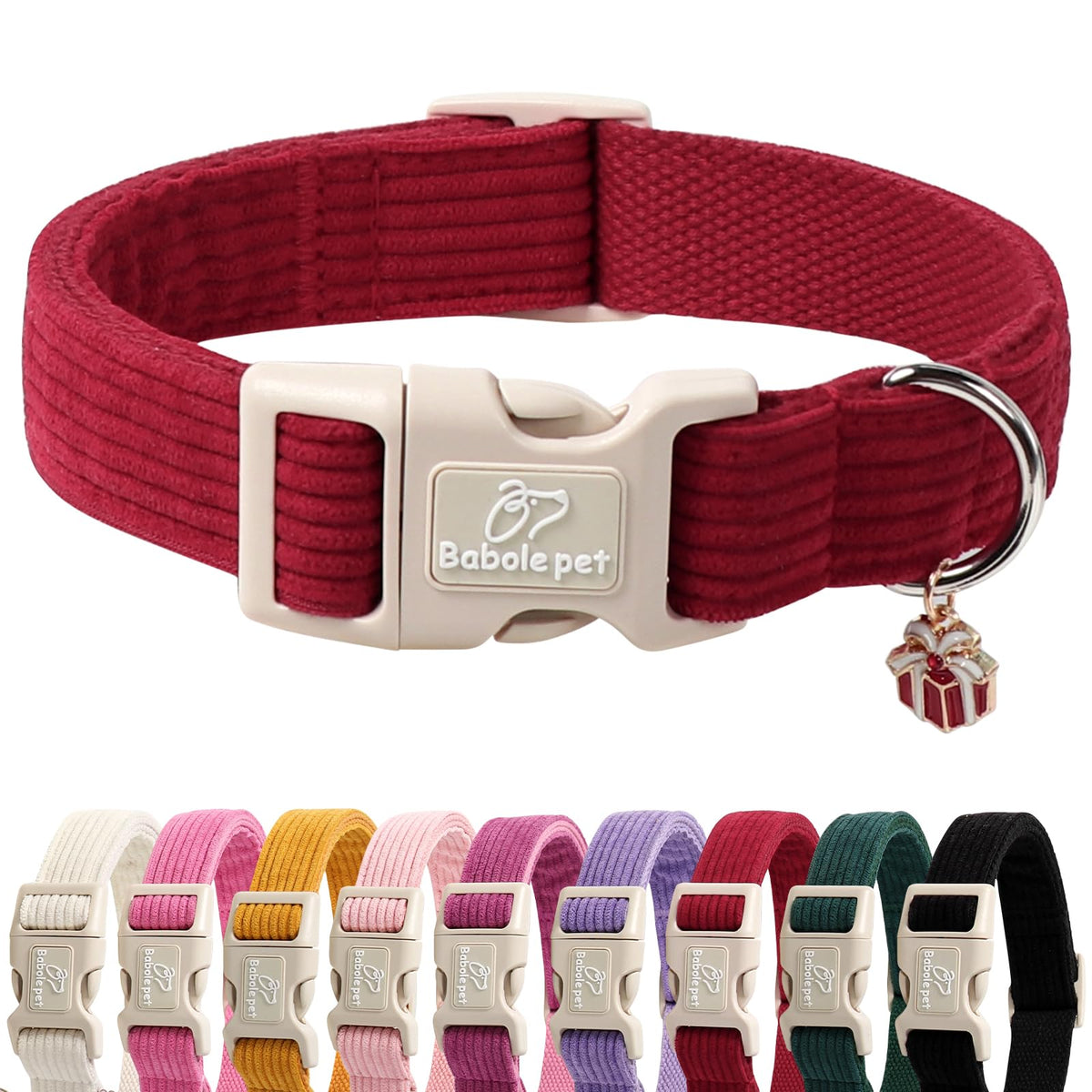 Babole Pet Nylon Dog Collar - Adjustable Black Soft Webbing Dog Collars for Small Medium Large Dogs Boy Girl Puppy Collar with Safety Metal Buckle S