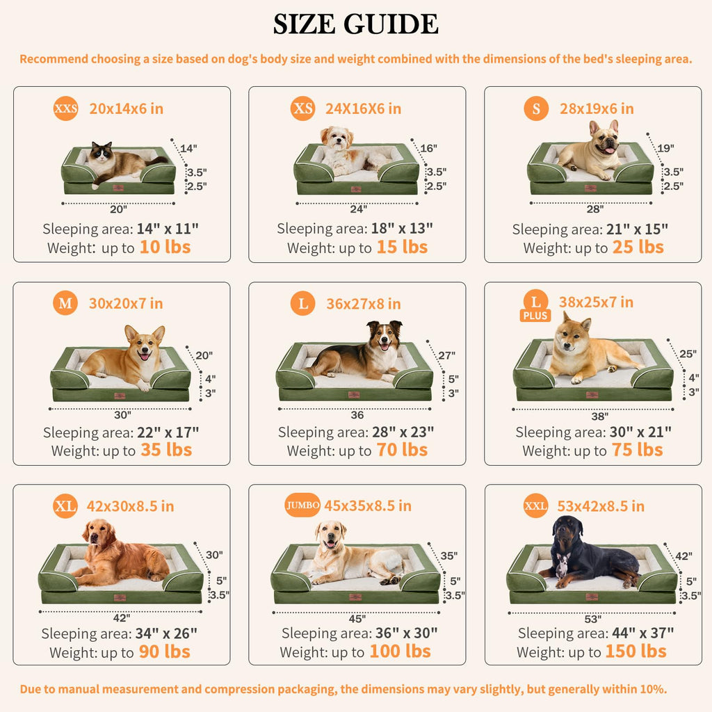 Comfort Expression Orthopedic Dog Bed for Extra Large Dogs with Bolster